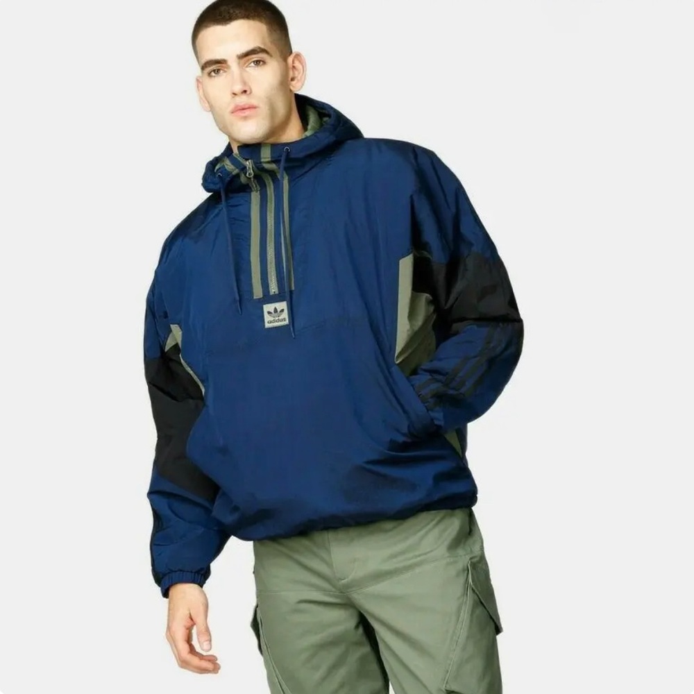 Adidas Puffy Anorak Large Navy,Black, Green Jacket